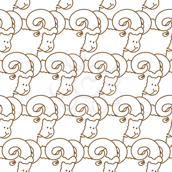 ram pattern. flock of sheep ornament. Farm Animal Background
