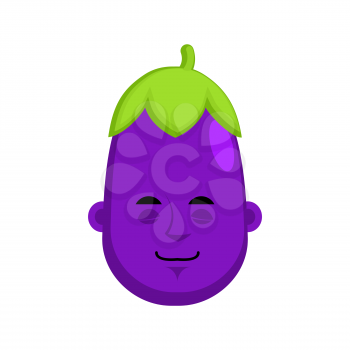 Eggplant sleep emotion avatar. Purple Vegetable sleeping Emoji. Vector illustration
