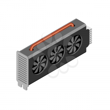 Mining video card. Miner of GPU. Technology extraction crypto currency. Virtual money. Vector illustration