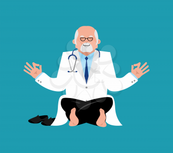 Doctor yoga. yogi Physician relaxation and meditation. Vector illustration