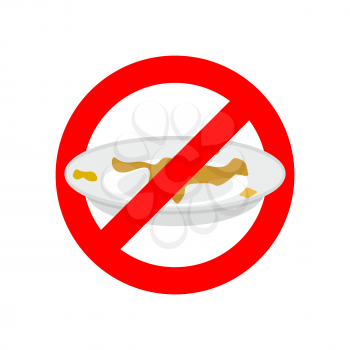 Stop dirty dishes. Do not use dirty dish. Prohibiting red ban sign. Vector illustration
