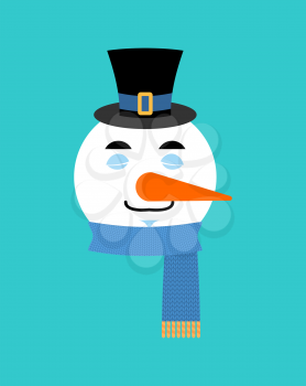 Snowman sleeping emotion avatar. sleep emoji face. New Year and Christmas vector illustration