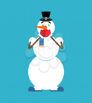 Snowman OMG. Xmas character Oh my God. New Year and Christmas vector illustration