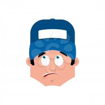 Plumber surprised emotion avatar. fitter astonished emoji face. Vector illustration