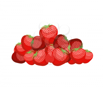 Bunch of strawberries. lot of juicy red berry. Vector illustration