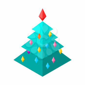 Christmas tree isometric style. Christmas and New Year Vector illustration
