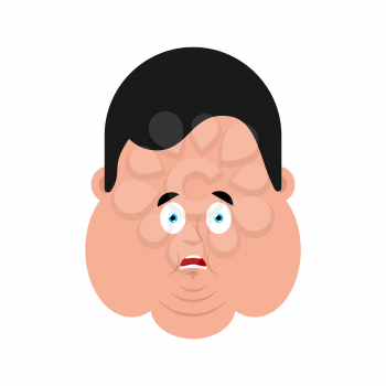 Fat OMG scared face emotion avatar. Stout guy Oh my God emoji. Frightened big man. Vector illustration