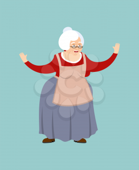 Grandmother happy. Grandma merry emoji. Old lady Vector illustration
