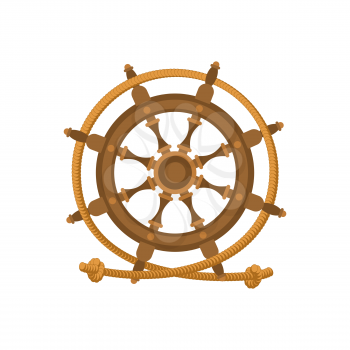 Rope and helm. Sea emblem. Vector illustration
