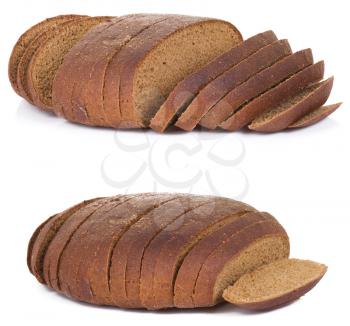 two isolated sliced breads on white background