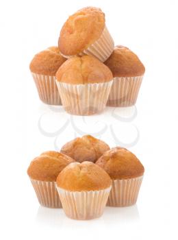 muffin cakes collage isolated on white background