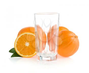 orange juice and fruit isolated on white background