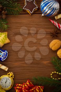 christmas concept on wood background