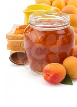 apricot jam isolated on white background
