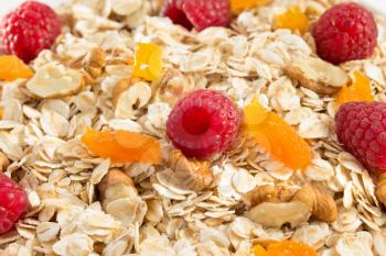 cereals muesli and berry as background