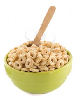 cereals rings in bowl isolated on white background