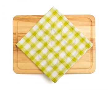 cutting board and napkin isolated  on white background