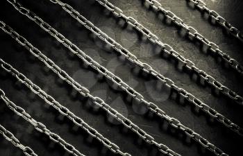 metal chain on black background