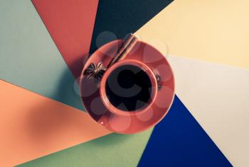 cup of coffee at colorful background