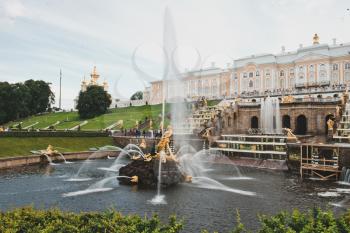 Fountain in Peterhof, about the city of St. Petersburg, Russia.