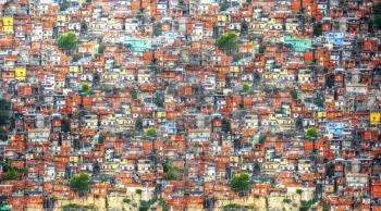 Colorful painted buildings of Favela  in Rio de Janeiro Brazil