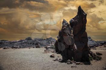 martian landscape on the eastern slopes of  Teide National park, Tenerife, Canary islands, Spain