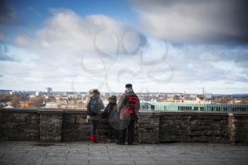 Tourists on a viewing platform Old Tallinn