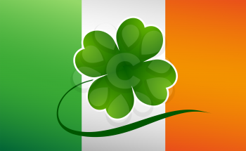 Clover leaf on flag element background for happy St. Patricks Day