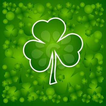 Clover leaf on green background for happy St. Patricks Day