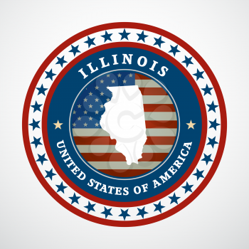 Label with map of Illinois, vector