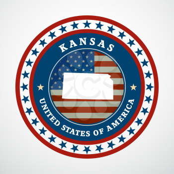 Label with map of Kansas, vector