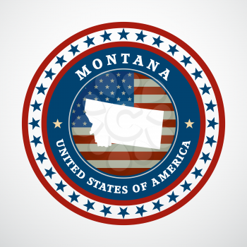 Label with map of Montana, vector