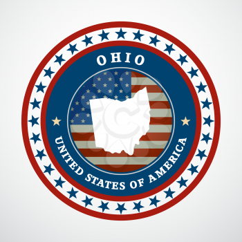 Label with map of Ohio, vector