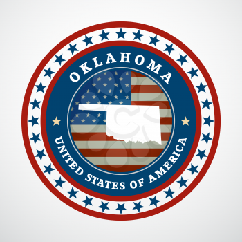 Label with map of Oklahoma, vector