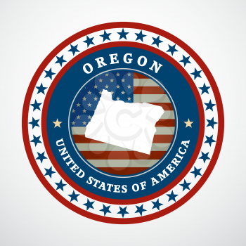 Label with map of Oregon, vector