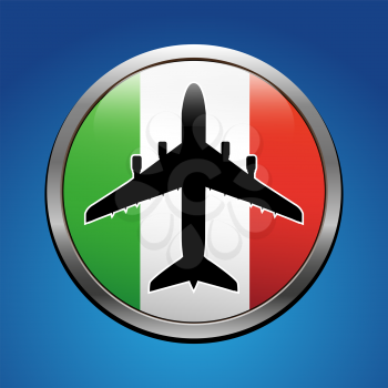 Airplane symbol with Italy flag vector design