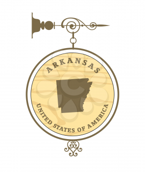 Vintage label with map of Arkansas, vector