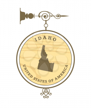Vintage label with map of Idaho, vector