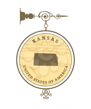 Vintage label with map of Kansas, vector