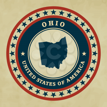 Vintage label with map of Ohio, vector