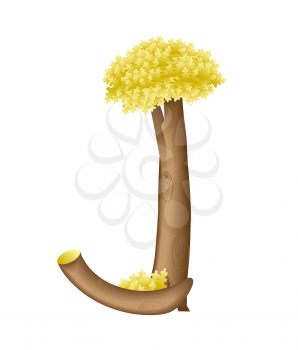 Letter in the form of tree vector