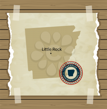 Arkansas map with stamp vintage vector background