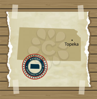 Kansas map with stamp vintage vector background