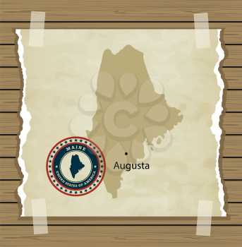 Maine map with stamp vintage vector background