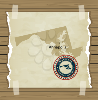 Maryland map with stamp vintage vector background