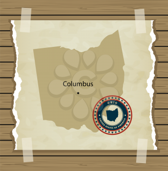 Ohio map with stamp vintage vector background