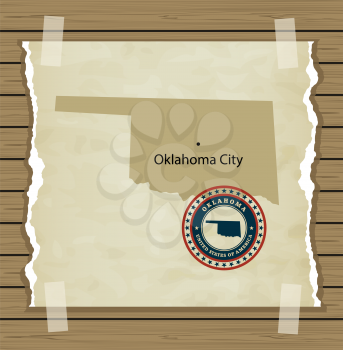 Oklahoma map with stamp vintage vector background