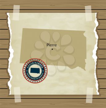 South Dakota map with stamp vintage vector background
