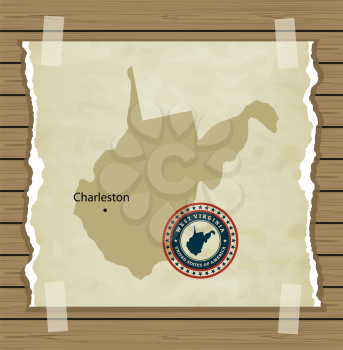 West Virginia map with stamp vintage vector background