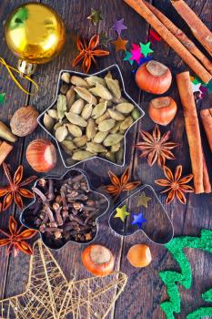 aroma spice for christmas baking on a table